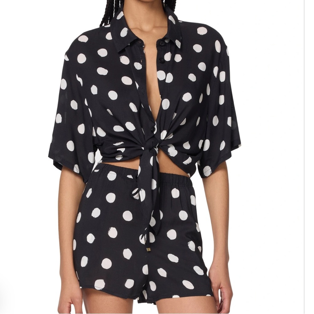 kate spade new york Tie Front Cover up Shirt - Paint Dot NWT $148